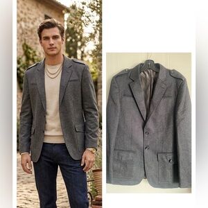 Le Chateau Wool Blend Blazer Jacket Size 40 Gray Classic Tailored